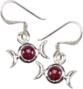 Garnet Triple Moon Earring